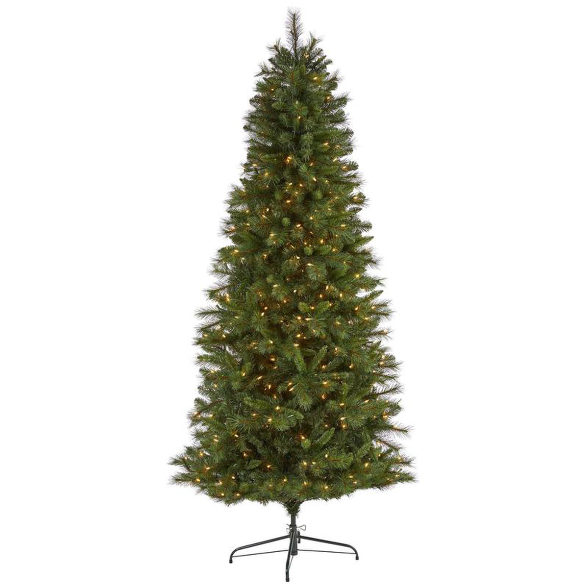 75 Slim West Virginia Mountain Pine Artificial Christmas Tree with 450 Clear Lights and 967 Bendable Branches