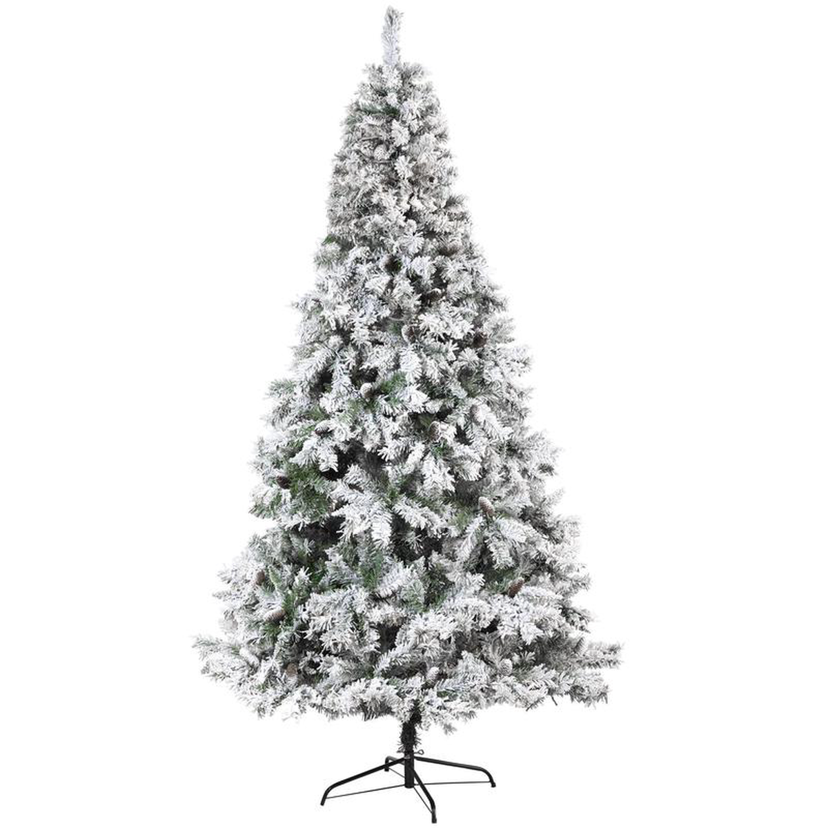 88242 Flocked White River Mountain Pine Artificial Christmas Tree with Pinecones