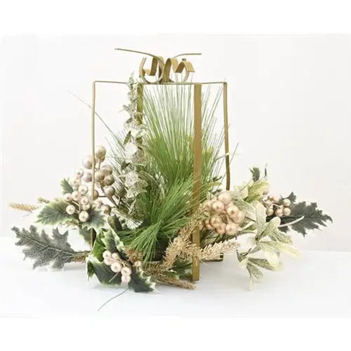 Enchante Gilded Holly Gold Wire Parcel 30cm