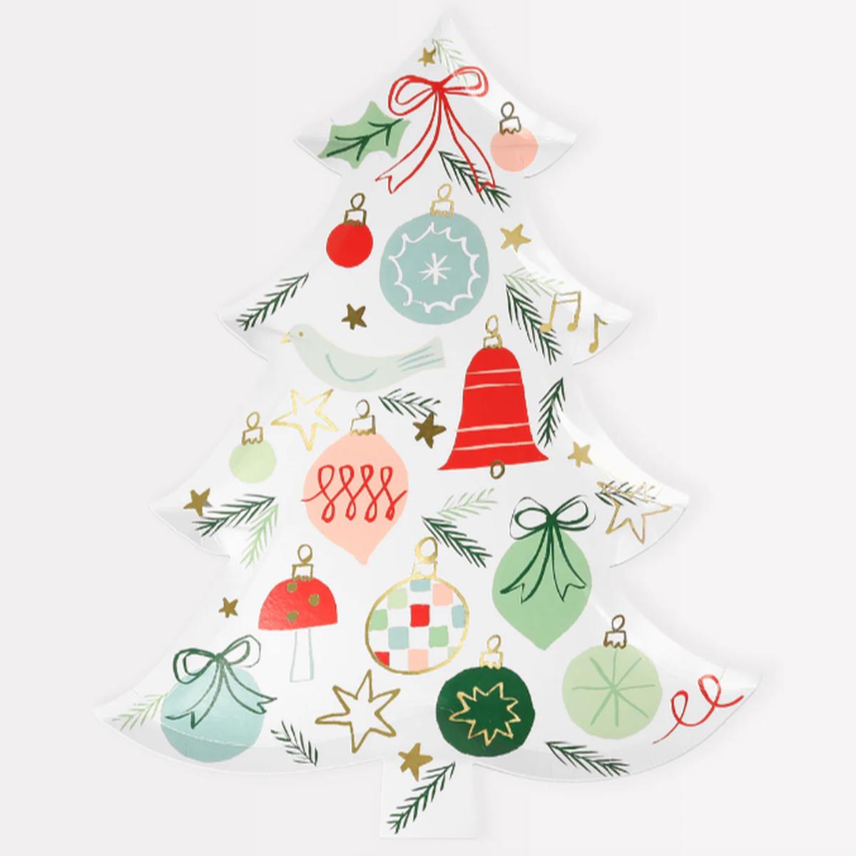 Festive Pattern Tree Plates