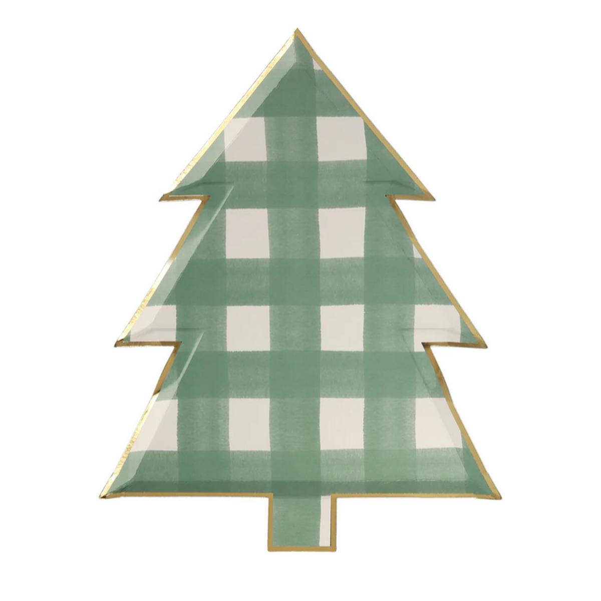 Green Gingham Tree Plates